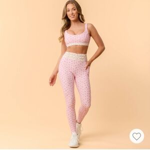 Blogilates Pink Floral Leggings LARGE